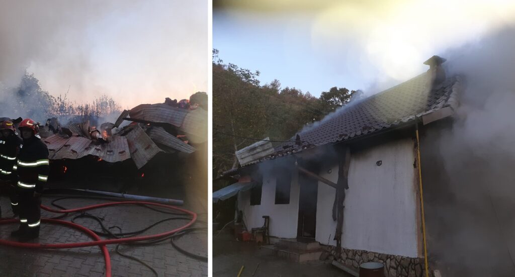 Incendiu la o șură și la o casă de locuit din Hodișu, Poieni