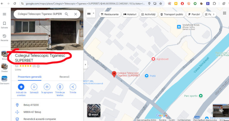 Numele unui liceu cu 134 de ani de istorie din Beiuș a fost schimbat la mișto pe Google Maps
