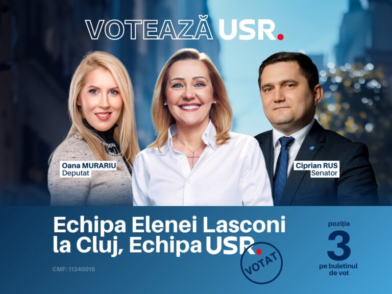 De 1 decembrie votează USR: Pentru o Românie democrată și europeană.