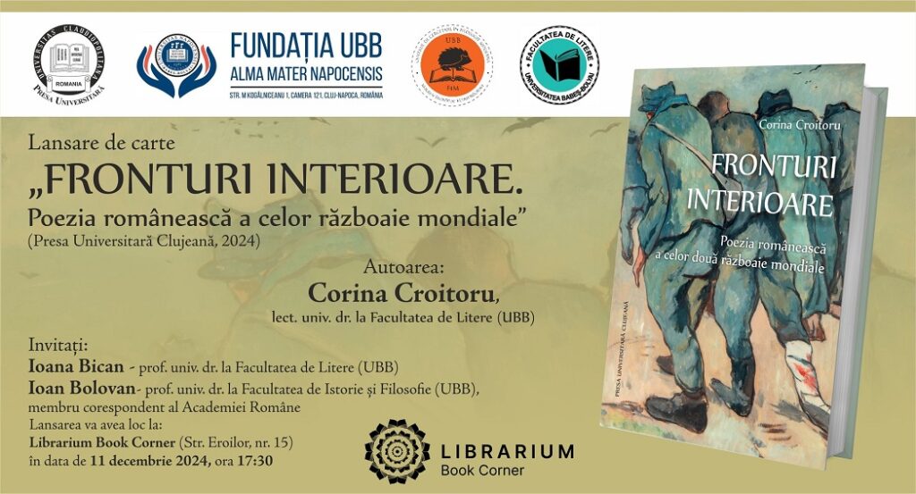 Lansare de carte: Corina Croitoru – Fronturi interioare. Poezia românească a celor două războaie mondiale 