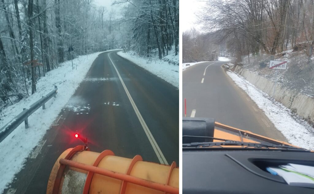 Atenție șoferi! În zona Aleșd se intervine pentru prevenirea formării poleiului pe DJ 764D, DJ 108I, DJ 108K, DJ 108J și DJ 764 Roșia Zece Hotare !