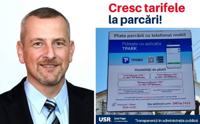 Emil Popa: S-a aprobat creșterea tarifelor pentru parcările cu plată din Beiuș