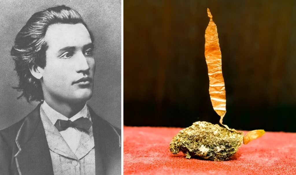 „Pana lui Eminescu” din aur nativ o puteți admira la Muzeul Aurului din Brad
