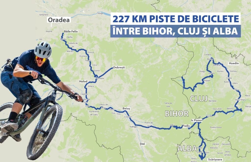 227 de km de piste de biciclete în Apuseni! S-a lansat licitația pentru realizarea traseelor ciclistice între Băile Felix și Ic Ponor (Padiș)
