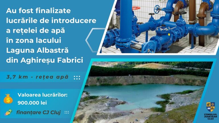 Au fost finalizate lucrările de introducere a rețelei de apă în zona „Laguna Albastră” din Aghireșu Fabrici