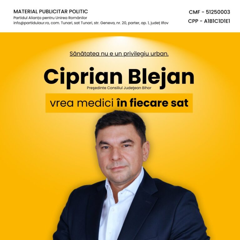 Sănătatea nu e un privilegiu urban. Ciprian Blejan vrea medici în fiecare sat.