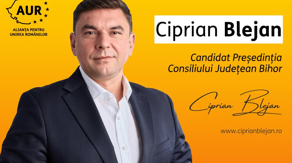 Mesajul lui Ciprian Blejan, candidatul AUR la funcția de președinte al Consiliului Județean, pentru bihoreni