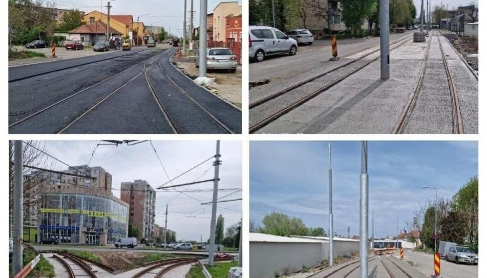Lucrările de modernizare a buclei de întoarcere a tramvaielor din zona Făt-Frumos, din Arad, se derulează în ritm susținut