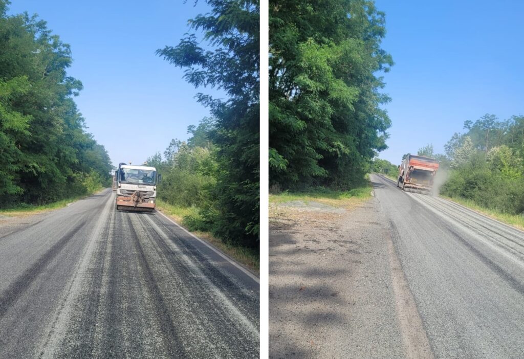 Tronsonul de drum Sintea Mare-Șepreuș a fost reabilitat prin așternerea unui nou strat de asfalt