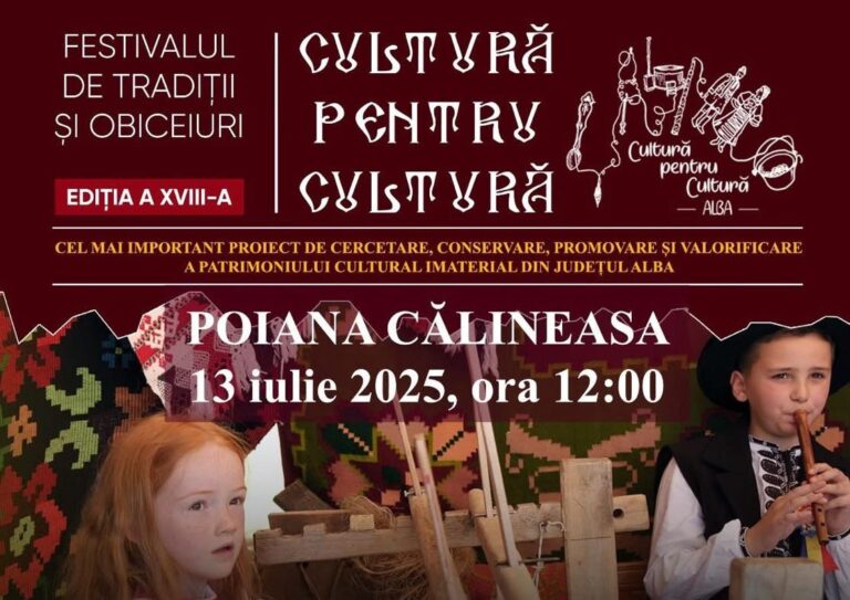Festivalul „Cultură pentru Cultură” revine în 13 iulie cu ediția a XVIII-a, în Poiana Călineasa