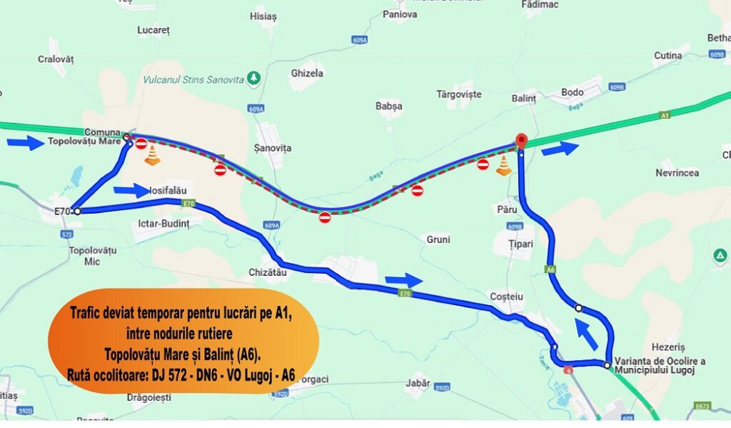 Etapa a doua a lucrărilor de întreținere pe Autostrada A1 a început: Traficul este deviat pe DN6!