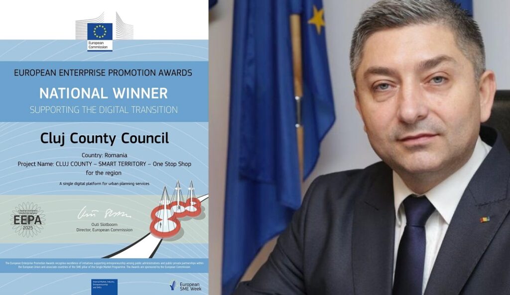 Locul I în Romania! Consiliul Județean Cluj, premiat de Comisia Europeană pentru reușita implementării proiectului Ghișeul Unic