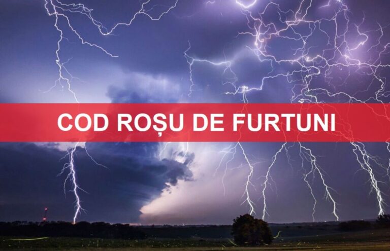Cod roșu de furtuni puternice în Ilia, Șoimuș, Gurasada, Brănișca, Vălișoara și Vorța