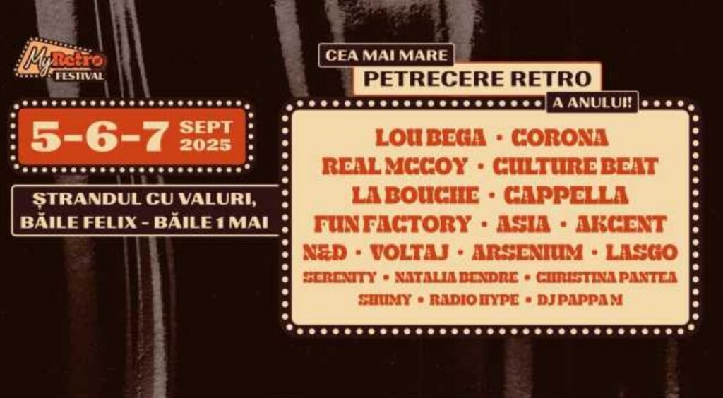 Prima ediție a My Retro Festival, la Băile 1 Mai: hituri din anii ’90 și 2000, artiști internaționali și români de top
