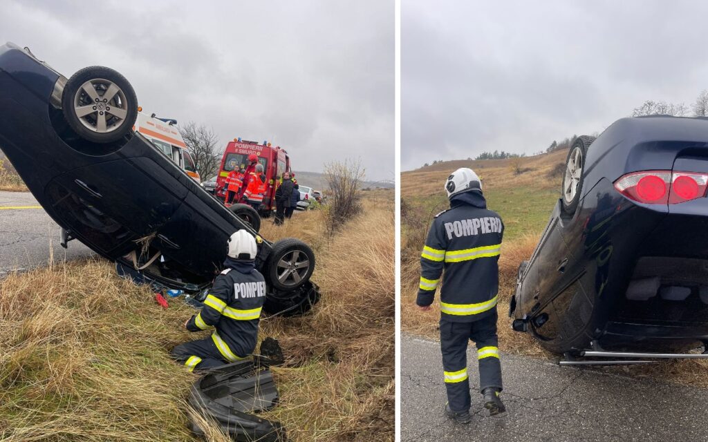 Accident rutier între Nădăștia de Sus și Silvașu de Jos: O șoferiță a fost rănită după ce autoturismul s-a răsturnat