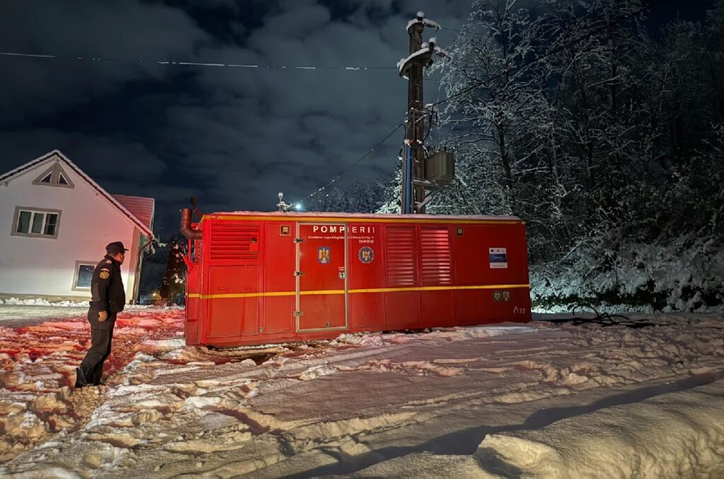 Țara moților sub nămeți: Șapte generatoare alimentează cu energie electrică utilizatori din Câmpeni, Abrud, Vidra, Avram Iancu, Ciuruleasa și Sălciua