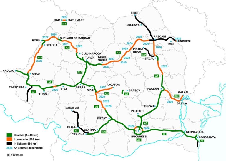 Harta la zi a autostrăzilor și drumurilor expres din România, actualizată cu drumul expres Arad – Oradea, lotul 3