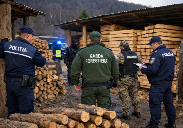 Material lemnos fără proveniență legală, confiscat de polițiștii de delicte silvice din Bihor
