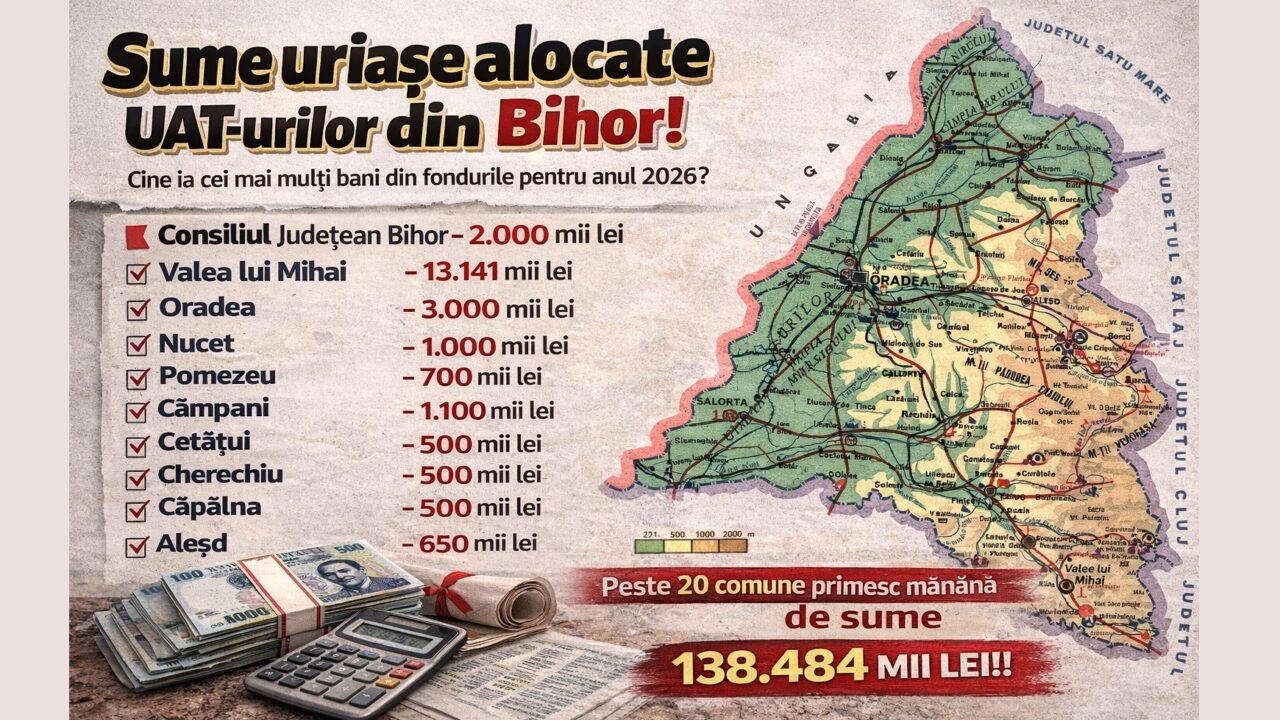 Fonduri din TVA pentru echilibrarea bugetelor locale în 2026: investiții diverse în județul Bihor