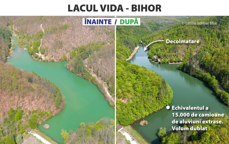 Lacul cu pâlnie Vida, salvat de la dispariție prin lucrări de decolmatare