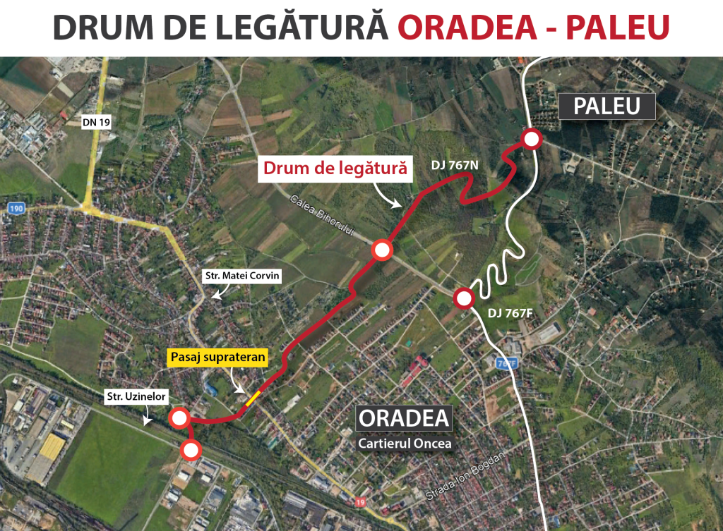 Pasajul Matei Corvin din Oradea, finanțat în proporție de 98% din fonduri europene: Pasajul suprateran va fi construit pe Drumul Județean 767N și va asigura o conexiune directă între Paleu și zona industrială de pe Calea Borșului!