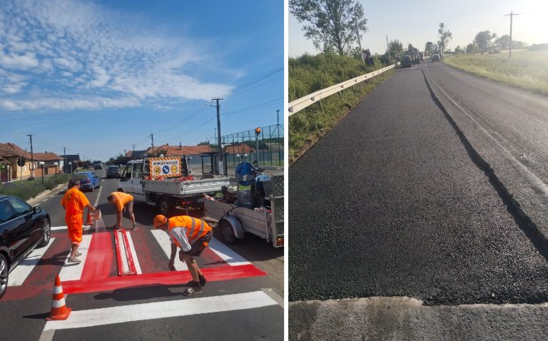 Lucrări pe mai multe drumuri județene din Arad. Reparații, marcaje rutiere și defrișări pentru creșterea siguranței traficului