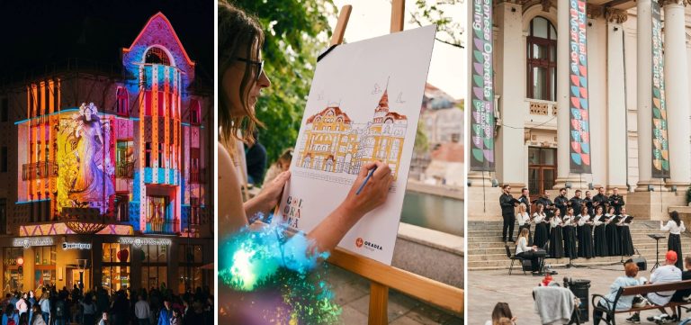 Mii de participanți au sărbătorit Ziua Mondială Art Nouveau la Oradea. Clădirile emblematice ale orașului au prins viață prin lumină, muzică și artă