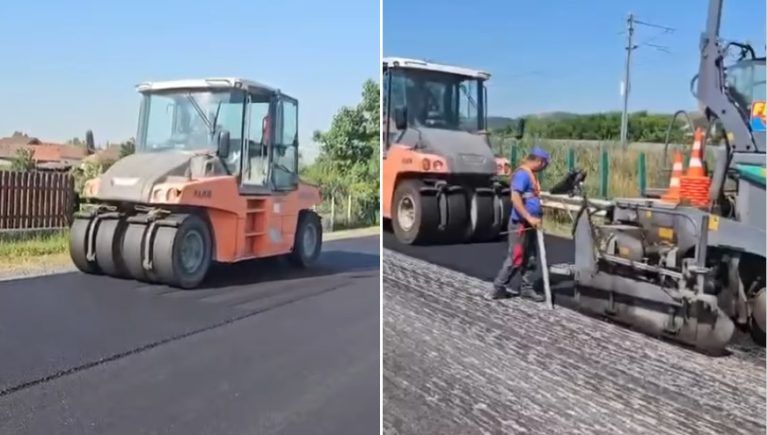 Lucrări de asfaltare pe DN 14B din județul Alba: Intervențiile continuă chiar și pe timp de caniculă!
