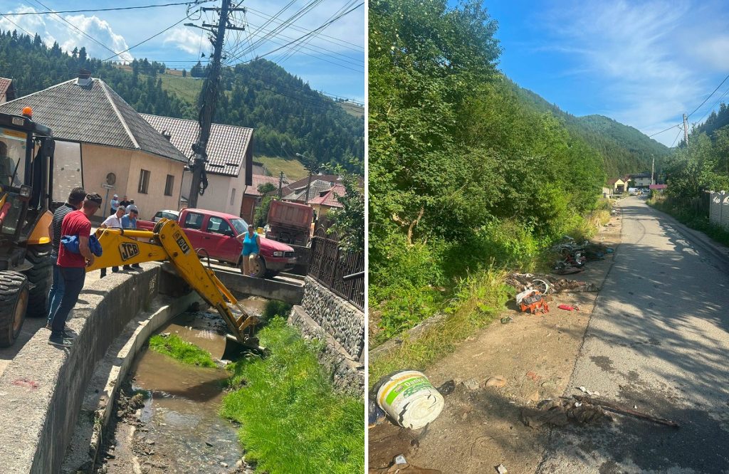 Acțiune de decolmatare a Văii Caselor din Câmpeni: S-au găsite saltele, haine și gunoaie aruncate în albie!