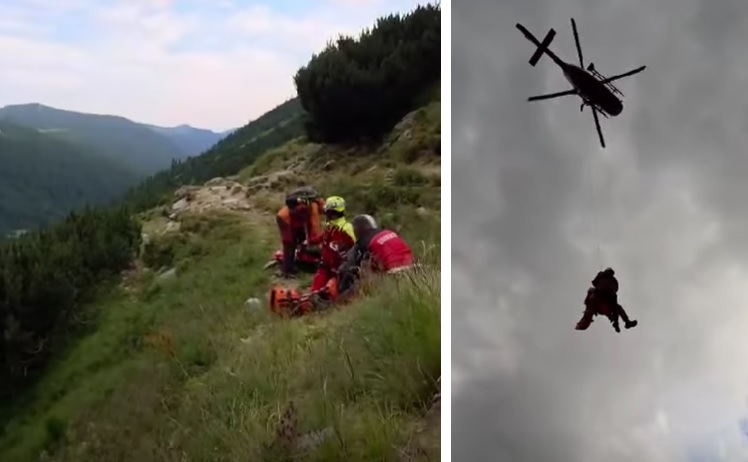 Intervenție spectaculoasă în Retezat: o turistă rănită a fost evacuată cu elicopterul (VIDEO)