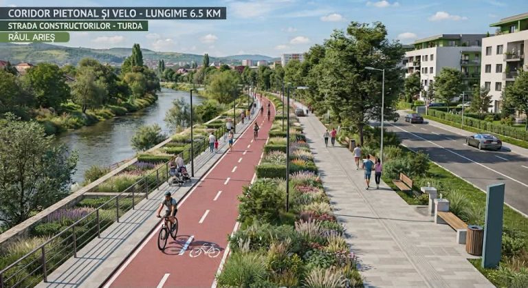 Investiție majoră pe malul Arieșului: Turda pregătește un coridor pietonal și velo de 6,5 kilometri