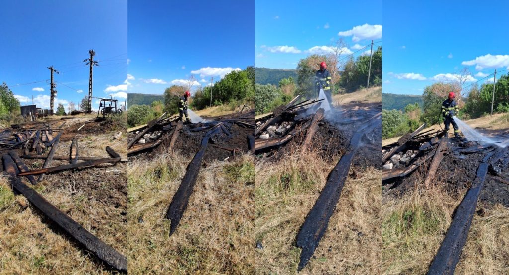 Incendiu la un gater din Mărișel! O stivă de scânduri a luat foc