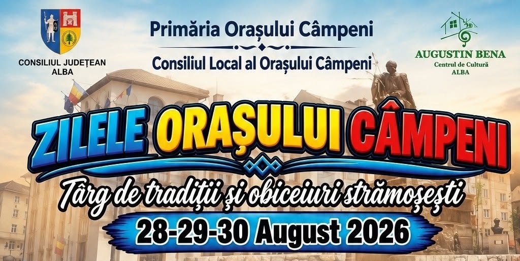 Zilele Orașului Câmpeni 2026: trei zile de tradiții, spectacole și concerte. Phoenix urcă pe scenă în Piața Avram Iancu!