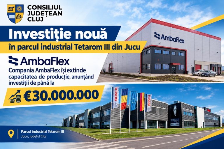 Investiție de până la 30 de milioane de euro la Jucu. AmbaFlex se extinde în Tetarom III. Ignat Morar: „Mă bucur că o companie atât de serioasă și puternică a ales să dezvolte noi capacități de producție în Parcul Industrial Tetarom III”