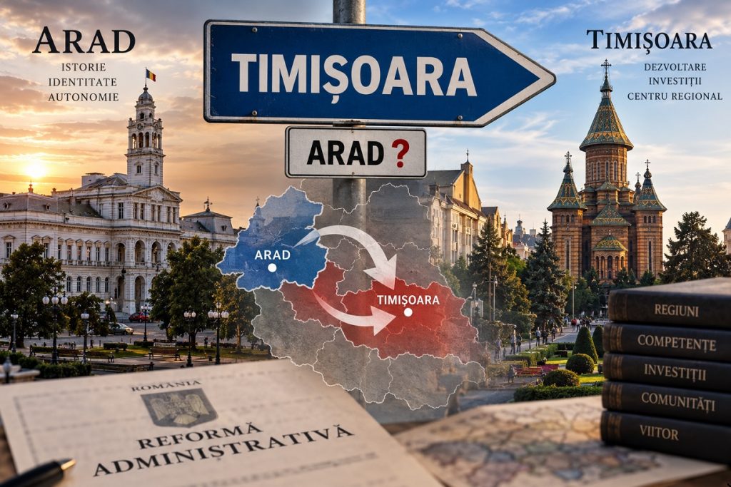 Reorganizarea administrativă ar putea pune Aradul „sub Timișoara”? Se dorește înlocuirea celor 41 de județe actuale cu 12 regiuni mai mari!