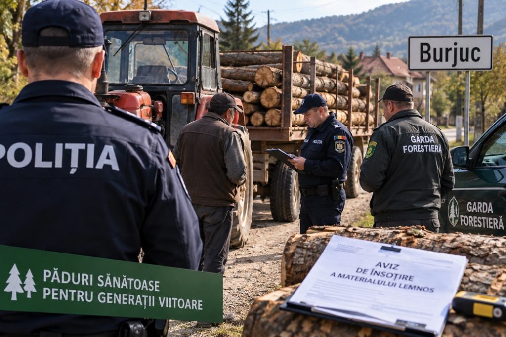 Controale silvice în comuna Burjuc: aproape 3 metri cubi de lemn confiscați și amenzi de 7.000 de lei