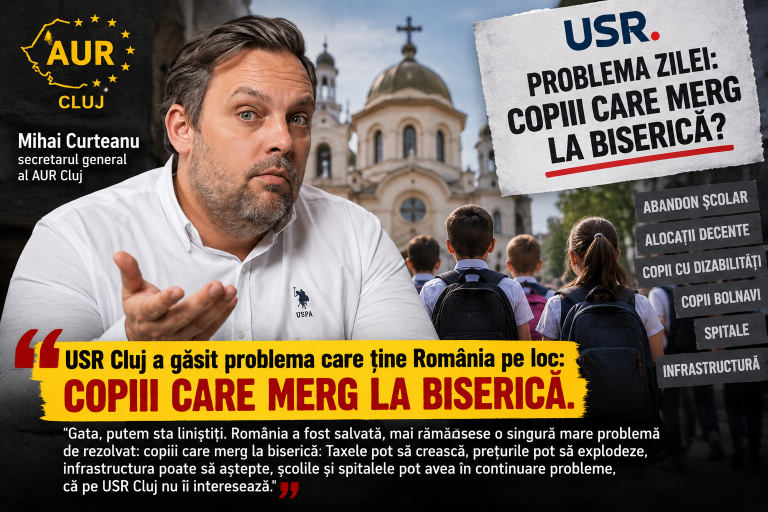 Mihai Curteanu: „USR Cluj a găsit problema care ține România pe loc – copiii care merg la biserică (…) Atitudinea ateistă a USR este deja obraznică!”