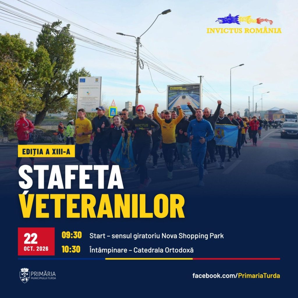 Flacăra recunoștinței trece prin inima Turzii: Ștafeta Veteranilor Invictus ajunge în municipiu pe 22 octombrie