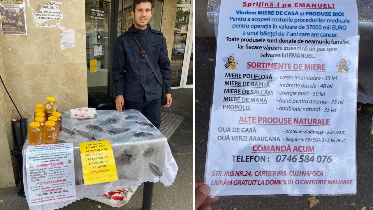 Poveste emoționantă în cartierul Zorilor din Cluj-Napoca! Gabriel vinde miere pentru a-și ajuta fratele grav bolnav. Claudiu Ghencian (PSD): „Mi-a oferit o lecție de viață”