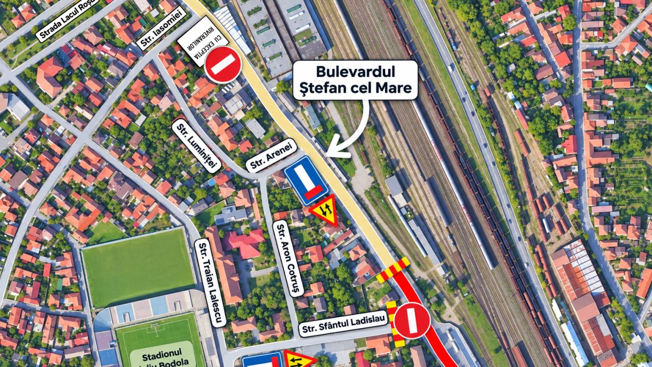 Restricții de circulație în zona Bulevardului Ștefan cel Mare din Oradea, pentru finalizarea lucrărilor edilitare