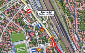 Restricții de circulație în zona Bulevardului Ștefan cel Mare din Oradea, pentru finalizarea lucrărilor edilitare